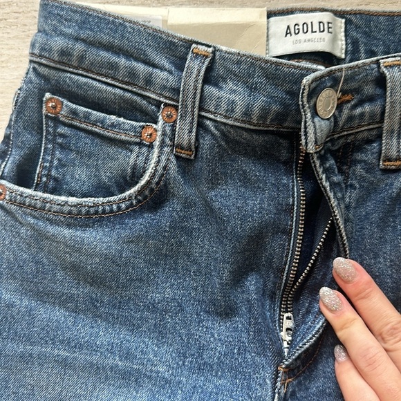 NWT AGOLDE Women's Willow Mid Rise Slim Crop Jean in color rush - Picture 11 of 13